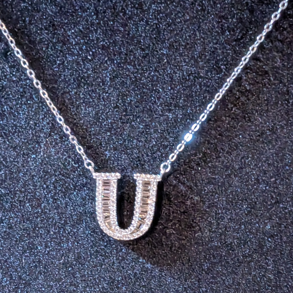 Elegant Silver Initial 'U' Necklace
